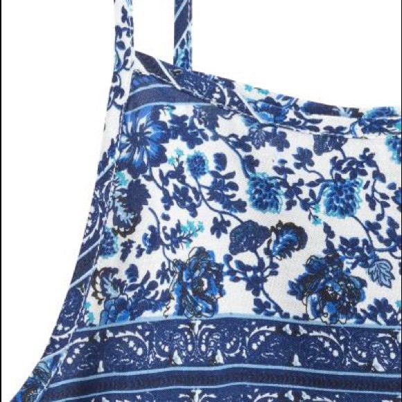 NWT H&M Blue White Floral Sleeveless Crop Top - Picture 4 of 5
